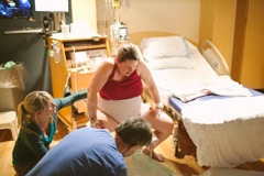 Pushing on a birth stool with an epidural!